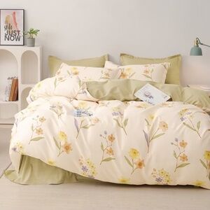 100%Cotton Queen Duvet Cover set 3Pcs Comforter Cover Pillowcases Floral Printed